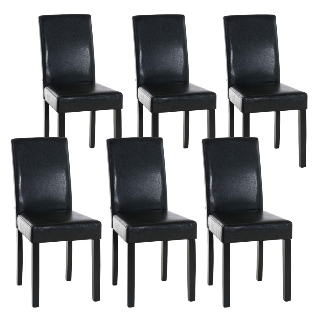 Lot de 6 Chaises de Salle à Manger CAPRI, Joli Design, Cuir Marron et Pieds Noirs