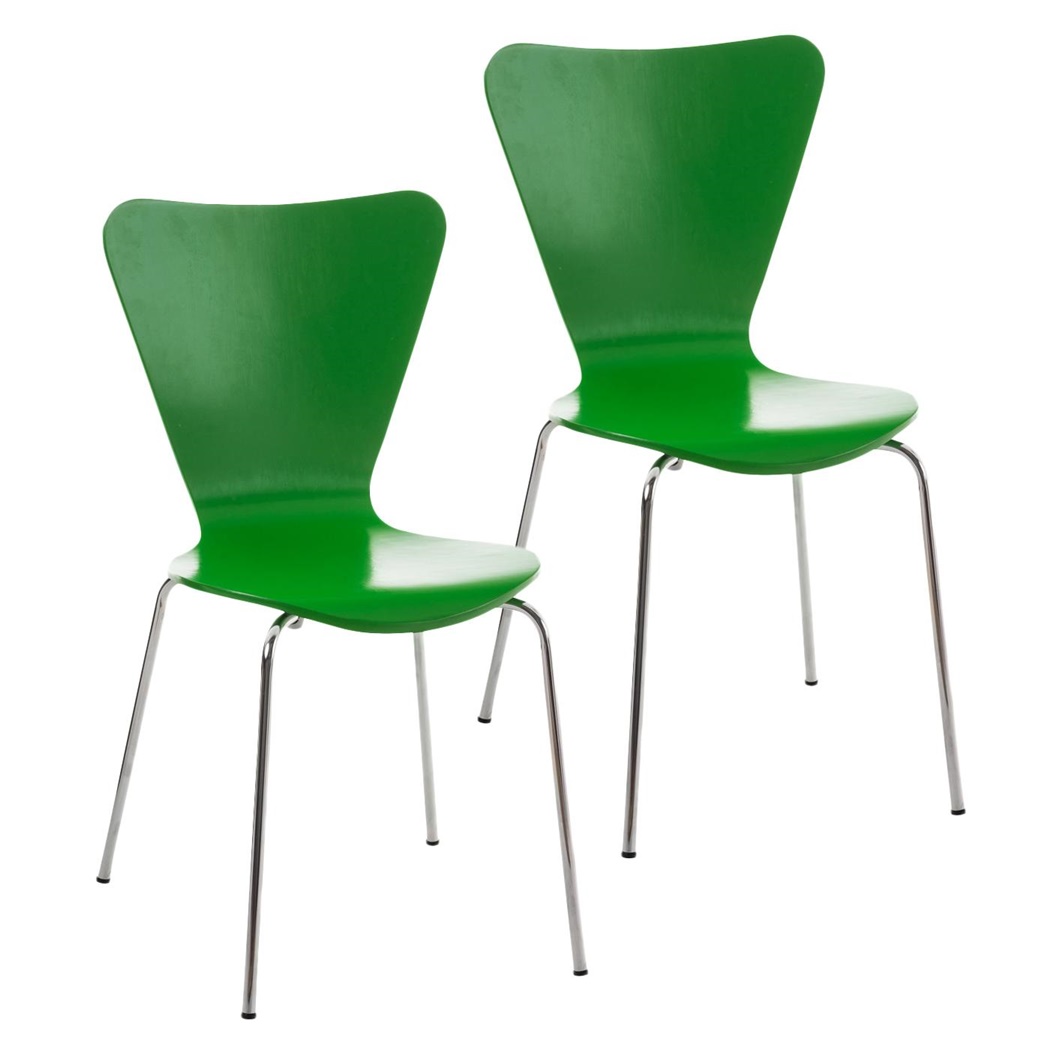 Lot de 2 Chaises de Salle à manger LERMA, Structure Métallique, Empilables, Vert