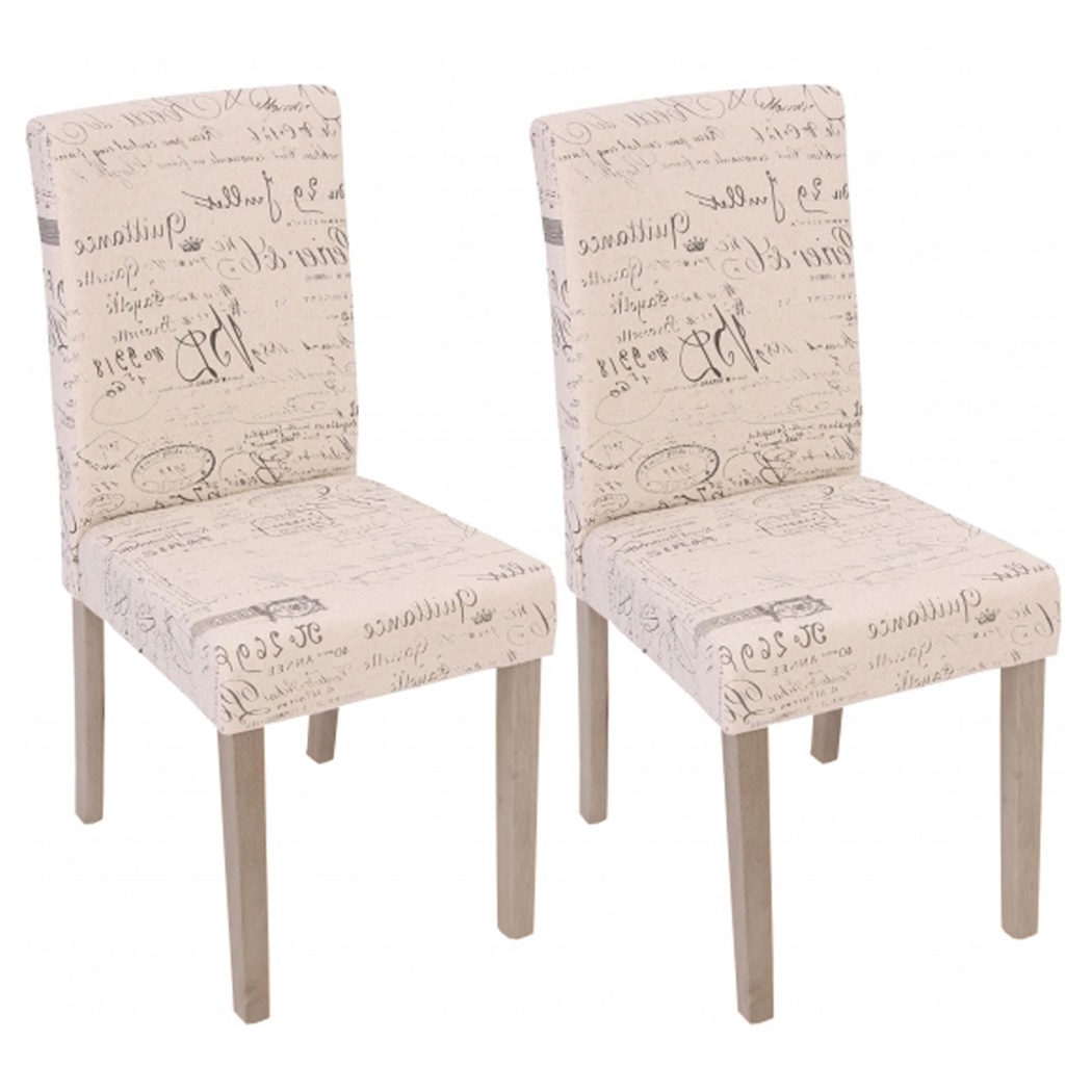 Lot de 2 Chaises de Salle à Manger DALI TISSU, Beau Design, Crème avec Motifs, Pieds Gris