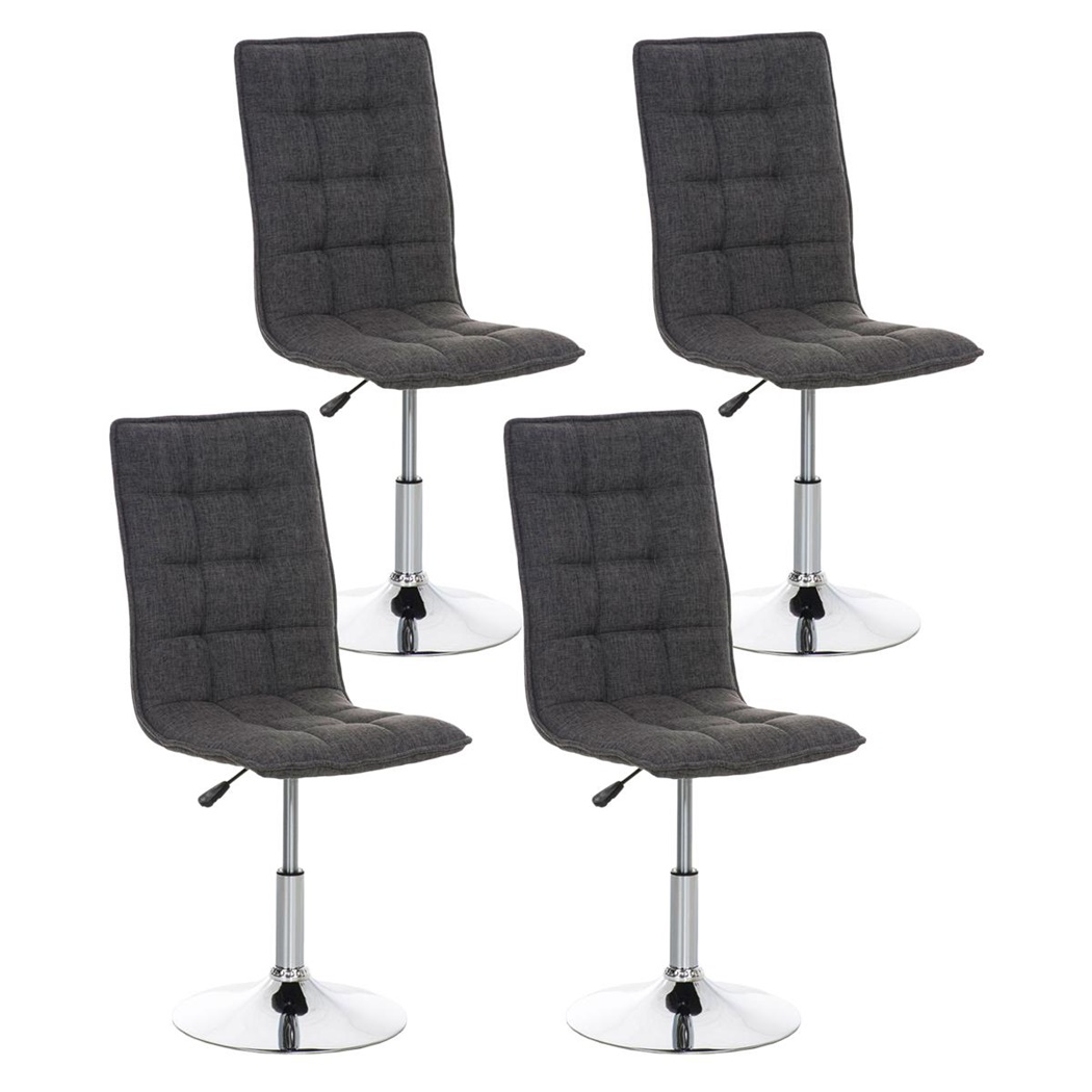Lot de 4 chaises de Cuisine ou Salle à Manger PESCARA, Tissu Gris, Hauteur Réglable