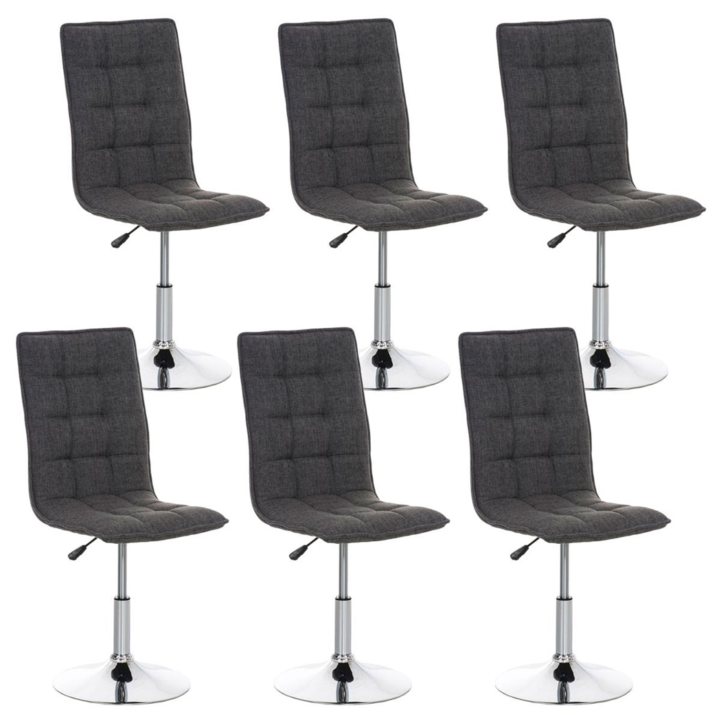 Lot de 6 chaises de Cuisine ou Salle à Manger PESCARA, Tissu Gris, Hauteur Réglable