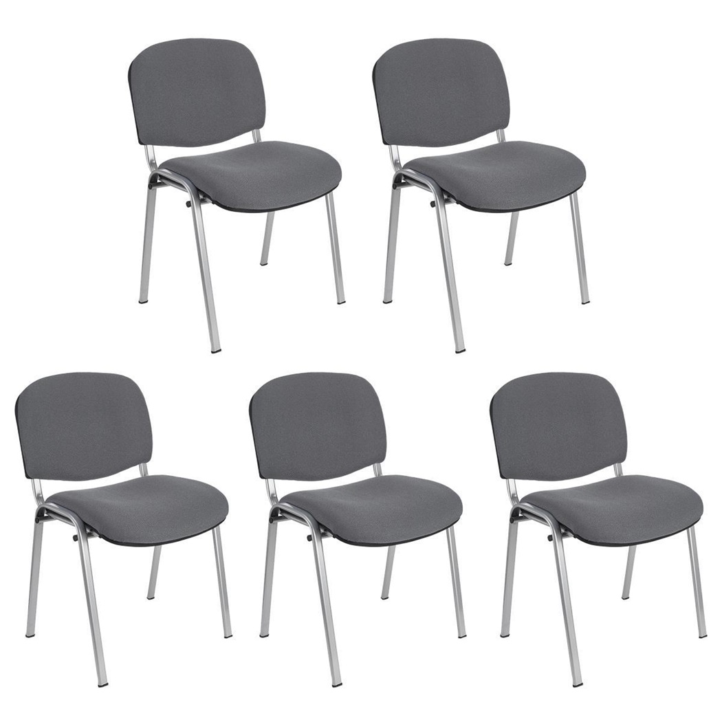 Lot de 5 chaises visiteur MOBY BASE, Commode et Pratique, Prix Incroyable, Gris et Piétement Gris