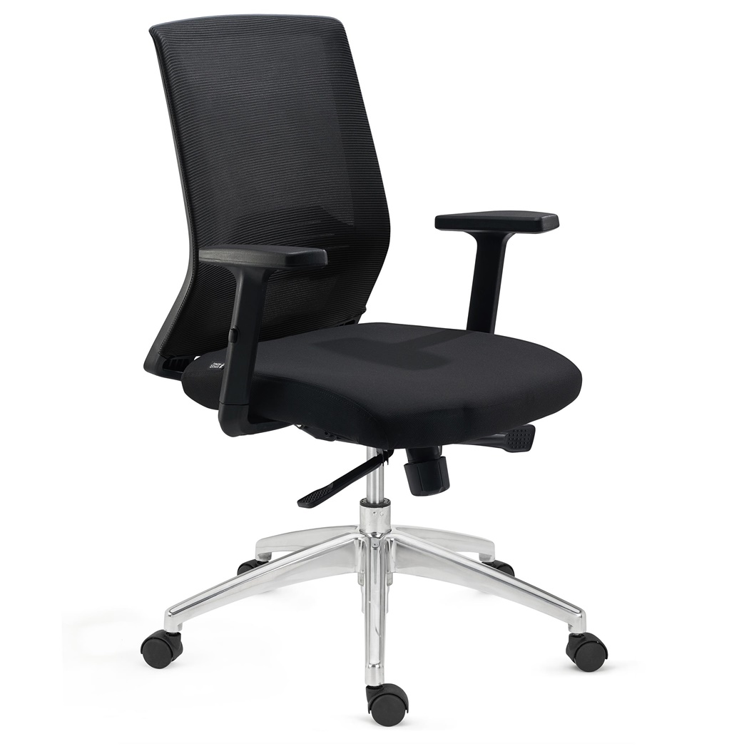 DEMO# Chaise de Bureau MIAMI PRO, Support Lombaire, Accoudoirs Ajustables, Confortable et Robuste, Noir