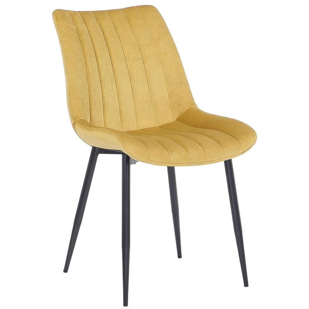 Chaise de Salle à Manger ZEFIR, Revêtement en Velours Jaune, Structure métallique