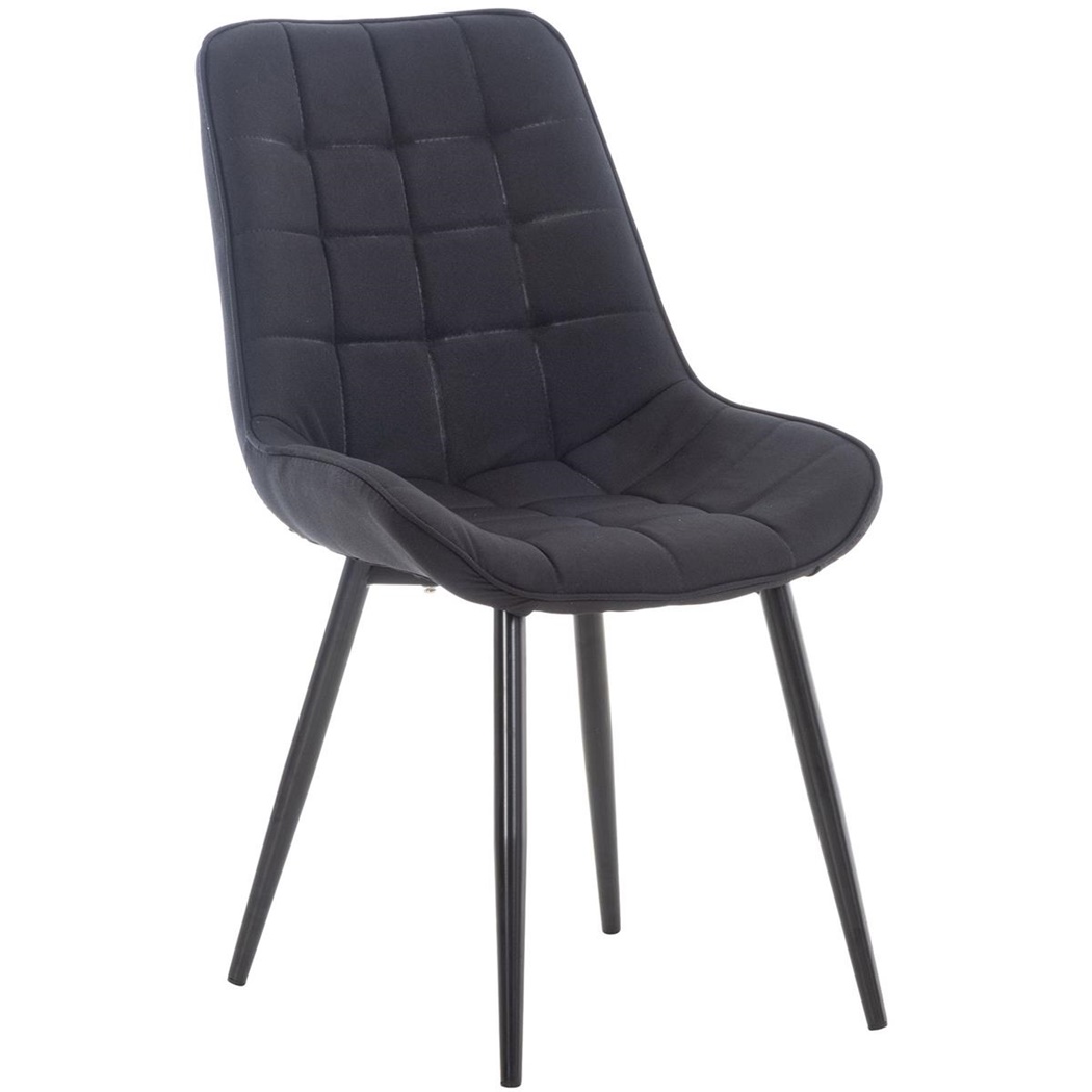 Chaises de Salle à Manger GIGI, Design Tendance, Tissu Noir, Pieds en Métal Noir