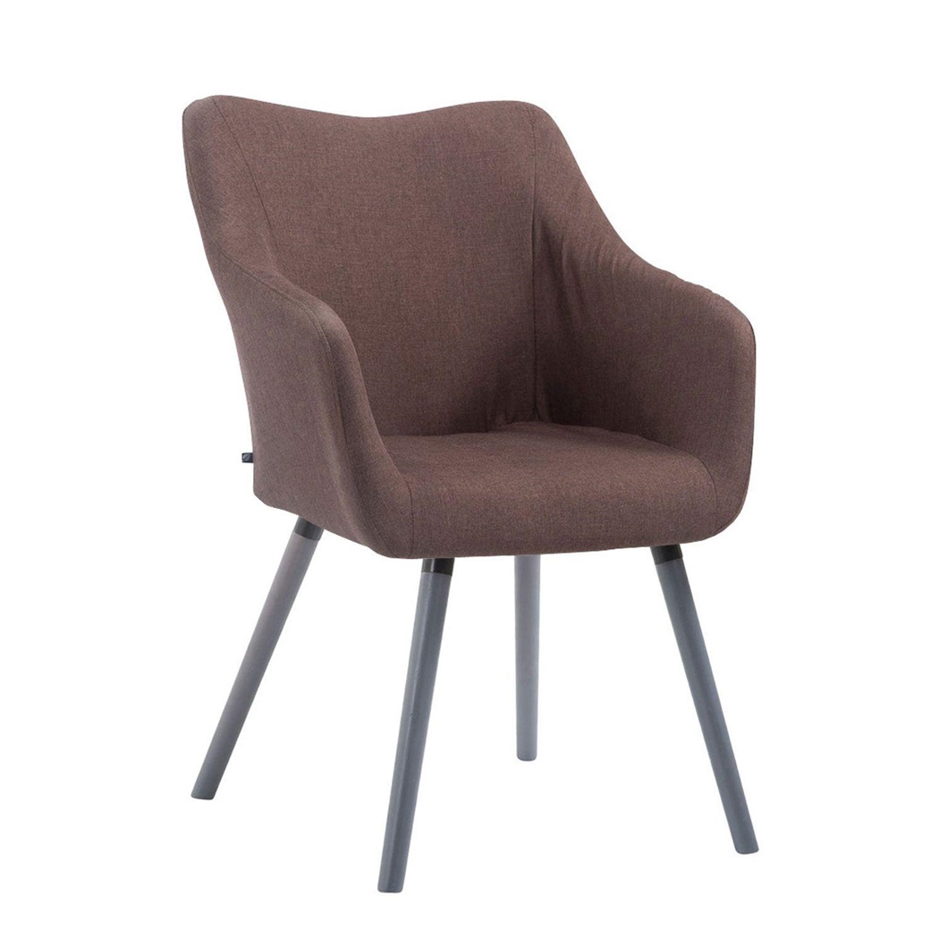 Chaise de Salle à Manger LUXOR, Joli Design, Tissu Marron, Pieds Gris