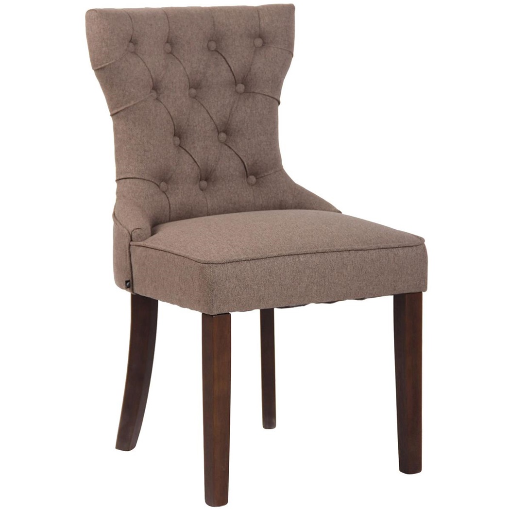 Chaise de Salle à Manger ROONEY TISSU, Design Élégant, Taupe, Pieds Marron Foncé
