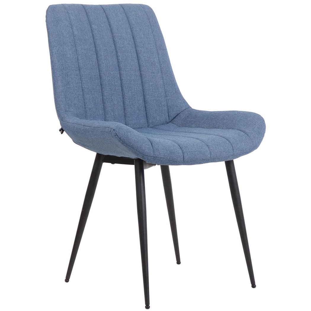 Chaise de Salle à Manger OASIS, Tissu Bleu, Structure Métallique Noire
