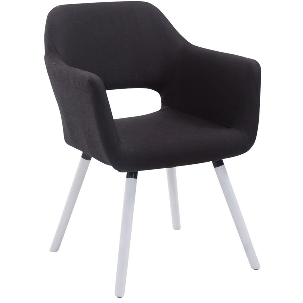 Chaise de Salle à Manger NAMASTE en Tissu Noir, Pieds en Bois Blanc