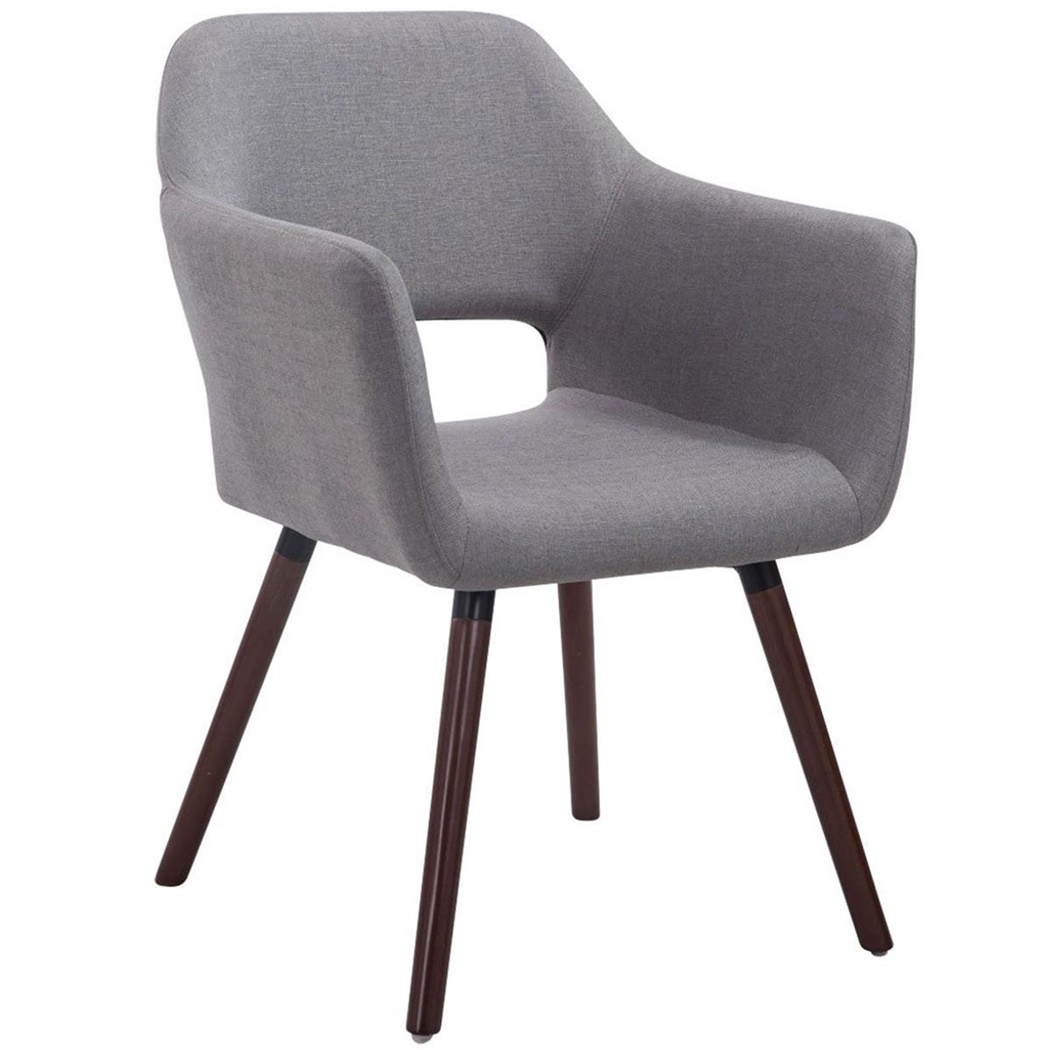 Chaise de Salle à Manger NAMASTE en Tissu Gris Clair, Pieds en Bois Marron