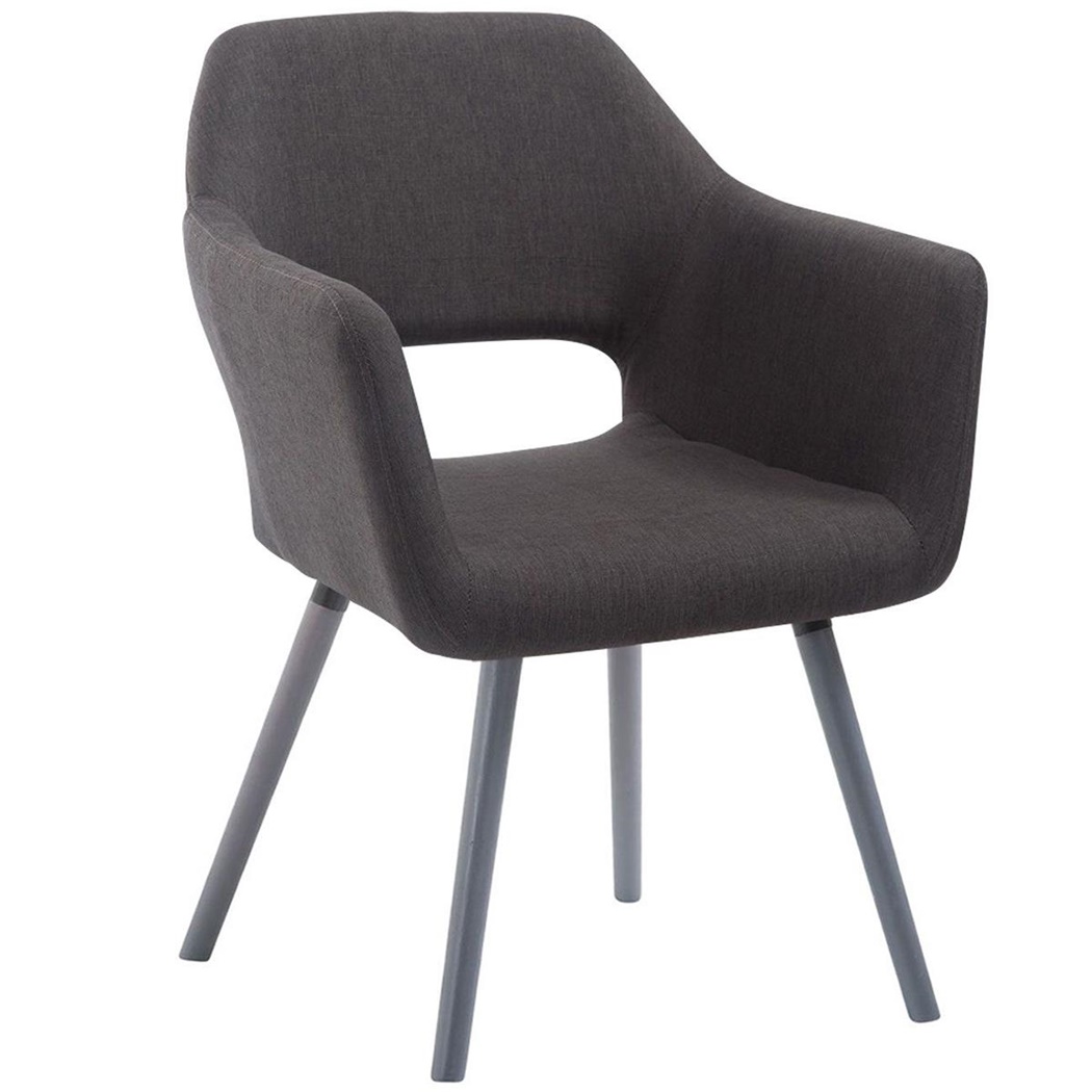 Chaise de Salle à Manger NAMASTE en Tissu Gris foncé, Pieds en Bois Gris Clair