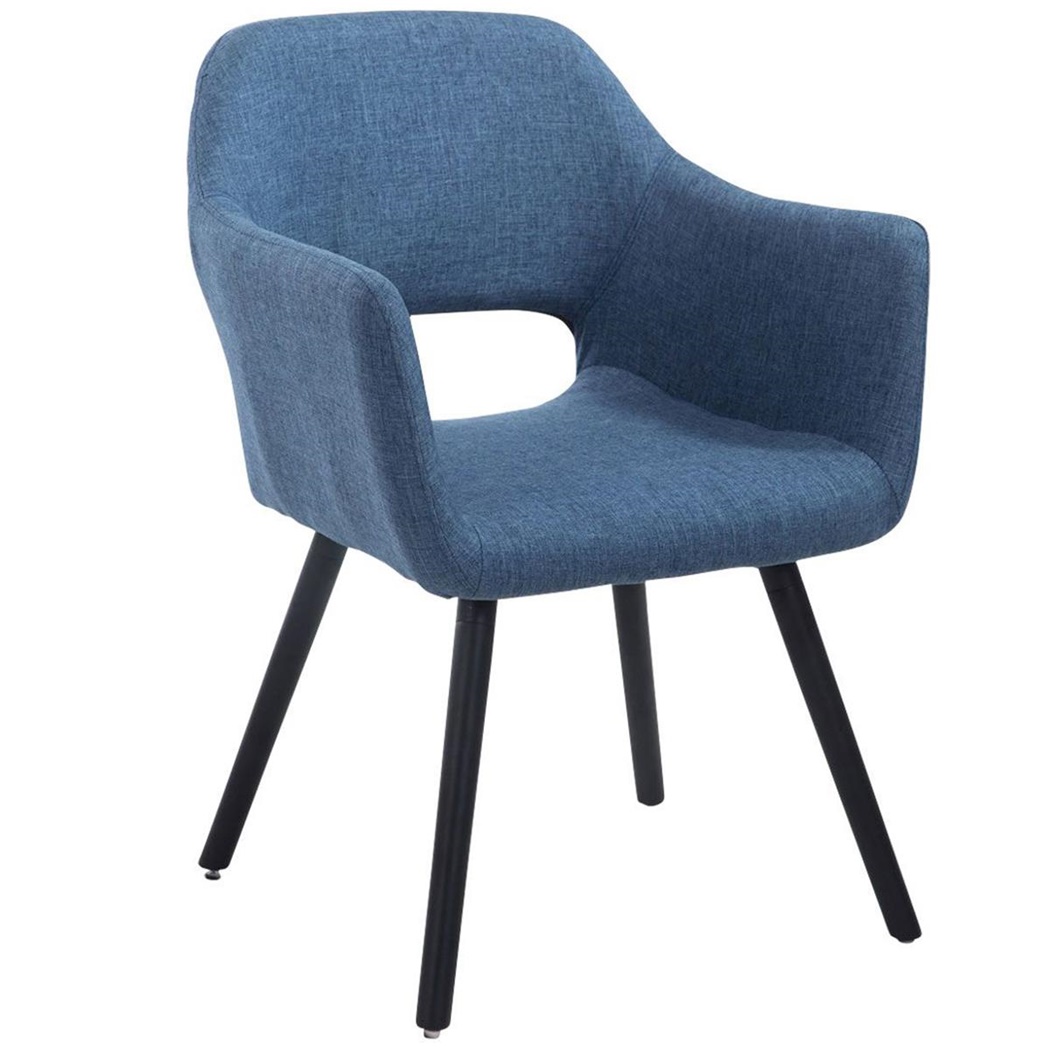 Chaise de Salle à Manger NAMASTE en Tissu Bleu, Pieds en Chêne Noir
