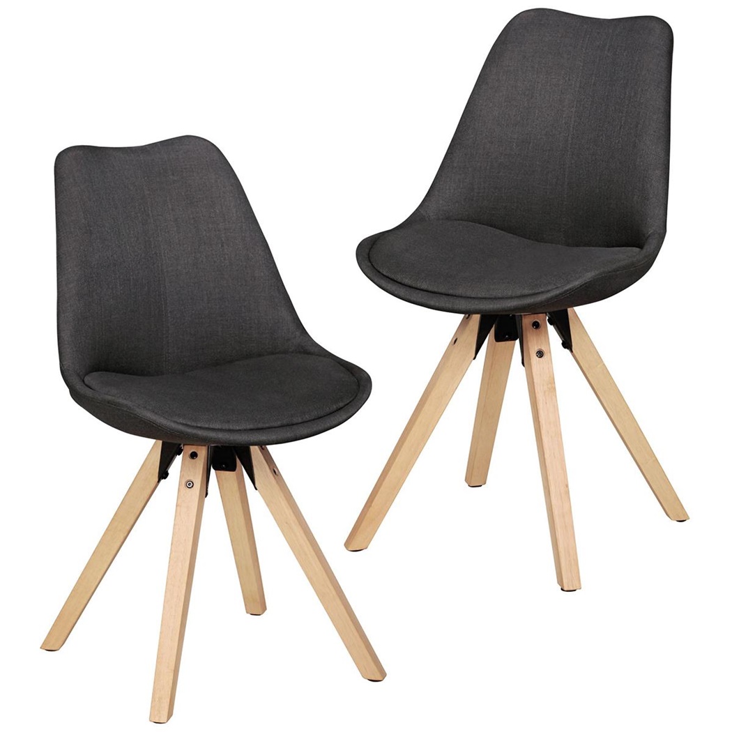 Lot de 2 Chaises de Salle à Manger VIVALDI Anthracite, Structure en Bois