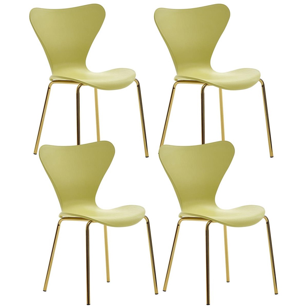 Lot de 4 Chaises de cuisine COVER Jaune, Design Élégant, Structure en Métal