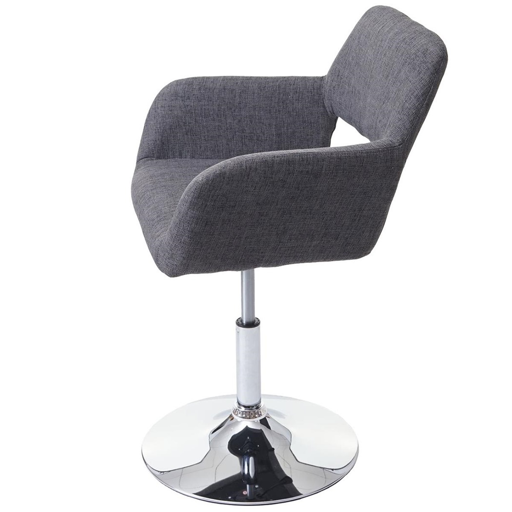 Lot de 6 Chaises de Salle à Manger CARDINAL Tissu Gris, Pied Pivotant Chromé
