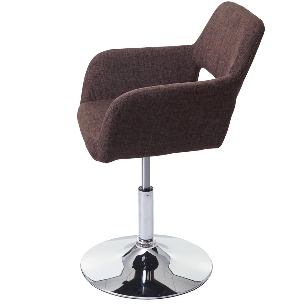 Lot de 6 Chaises de Salle à Manger CARDINAL Tissu Marron, Pied Pivotant Chromé
