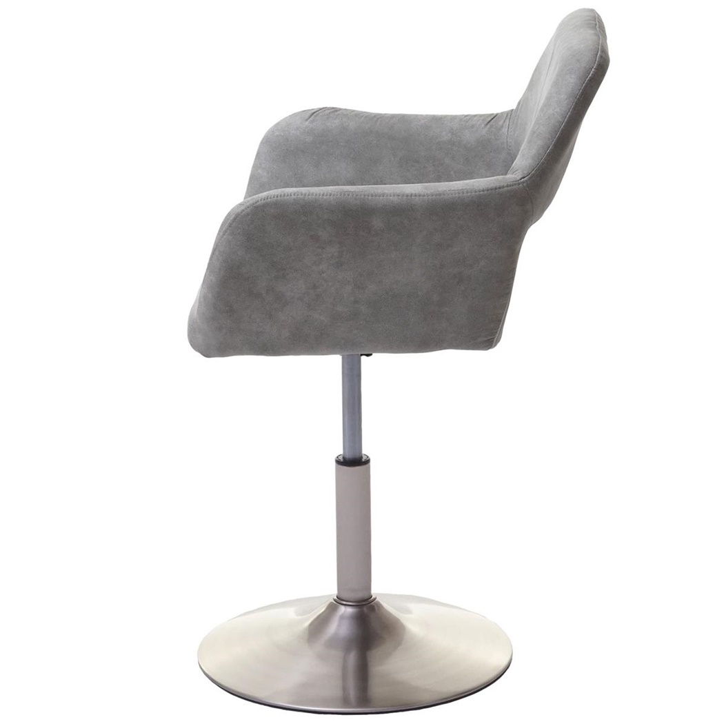 Lot de 6 Chaises de Salle à Manger CARDINAL Tissu Gris Clair Vintage, Pied Pivotant Mat