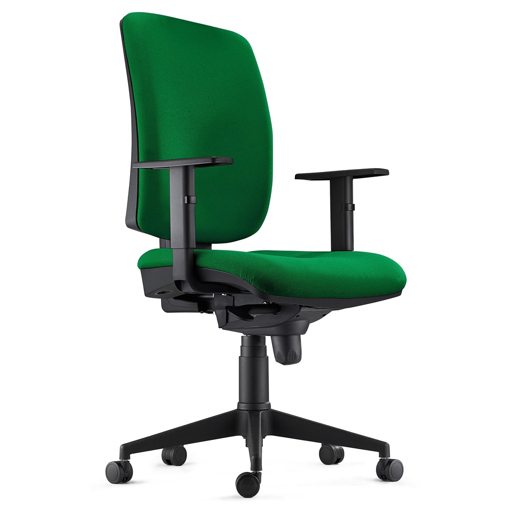 DEMO# Chaise ergonomique PIERO, Accoudoirs Ajustables, en Tissu Vert