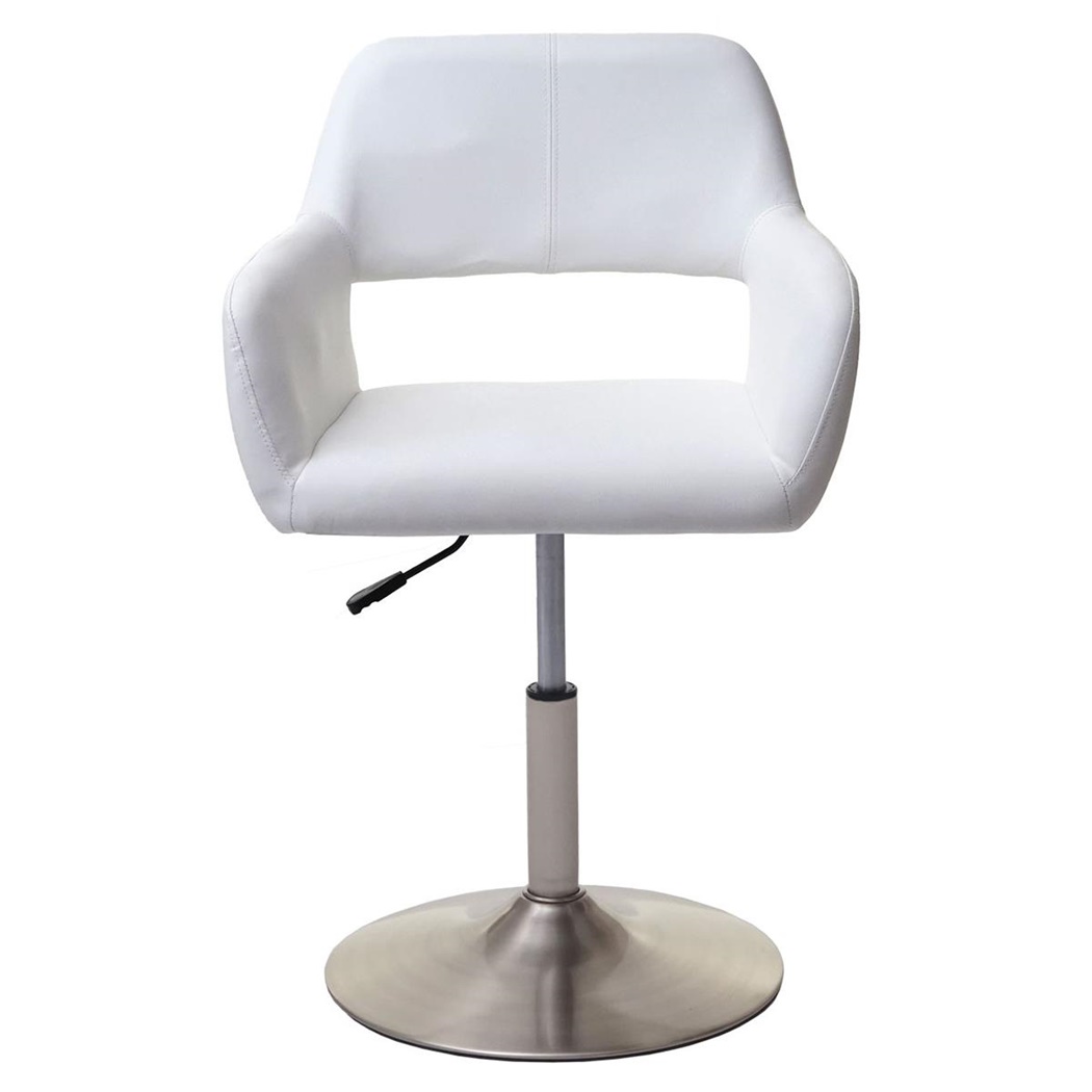 Chaises de Salle à Manger ALBATROS, Style Rétro, Hauteur Ajustable, Piétement Acier Brossé, Cuir Blanc