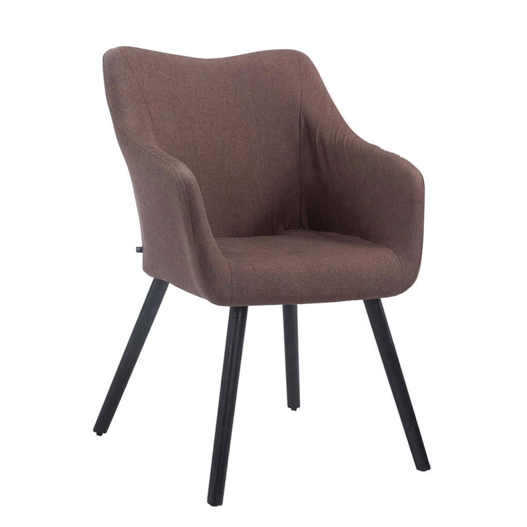 Chaise de Salle à Manger LUXOR, Tissu Marron, Pieds en Chêne Noirs