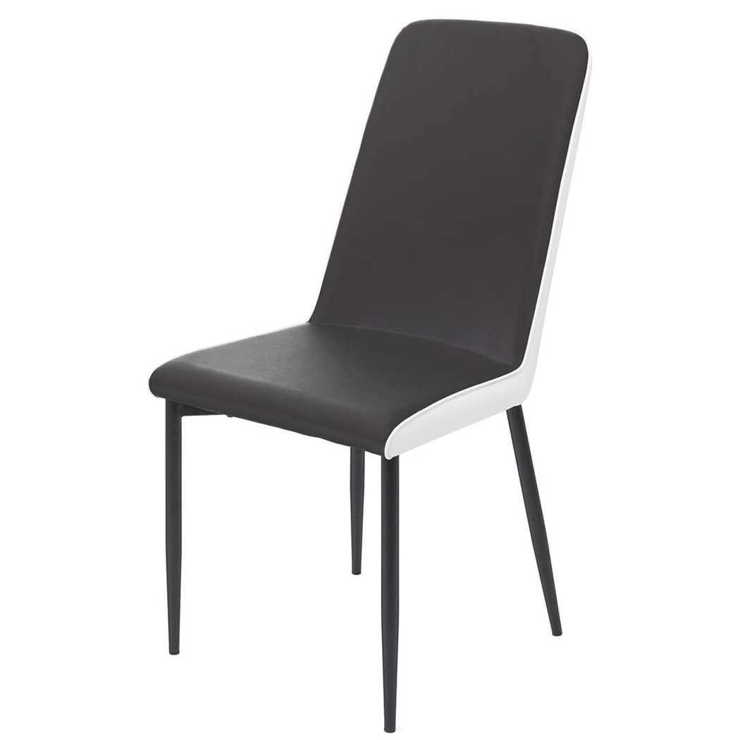 Lot de 4 Chaises de Salle à Manger KANO, Design Bicolore Noir et Blanc, Métal et Cuir 
