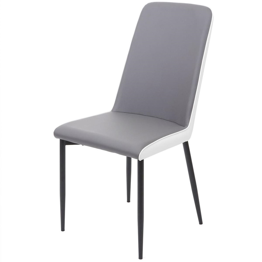 Lot de 4 Chaises de Salle à Manger KANO, Design Bicolore Gris et Blanc, Métal et Cuir 