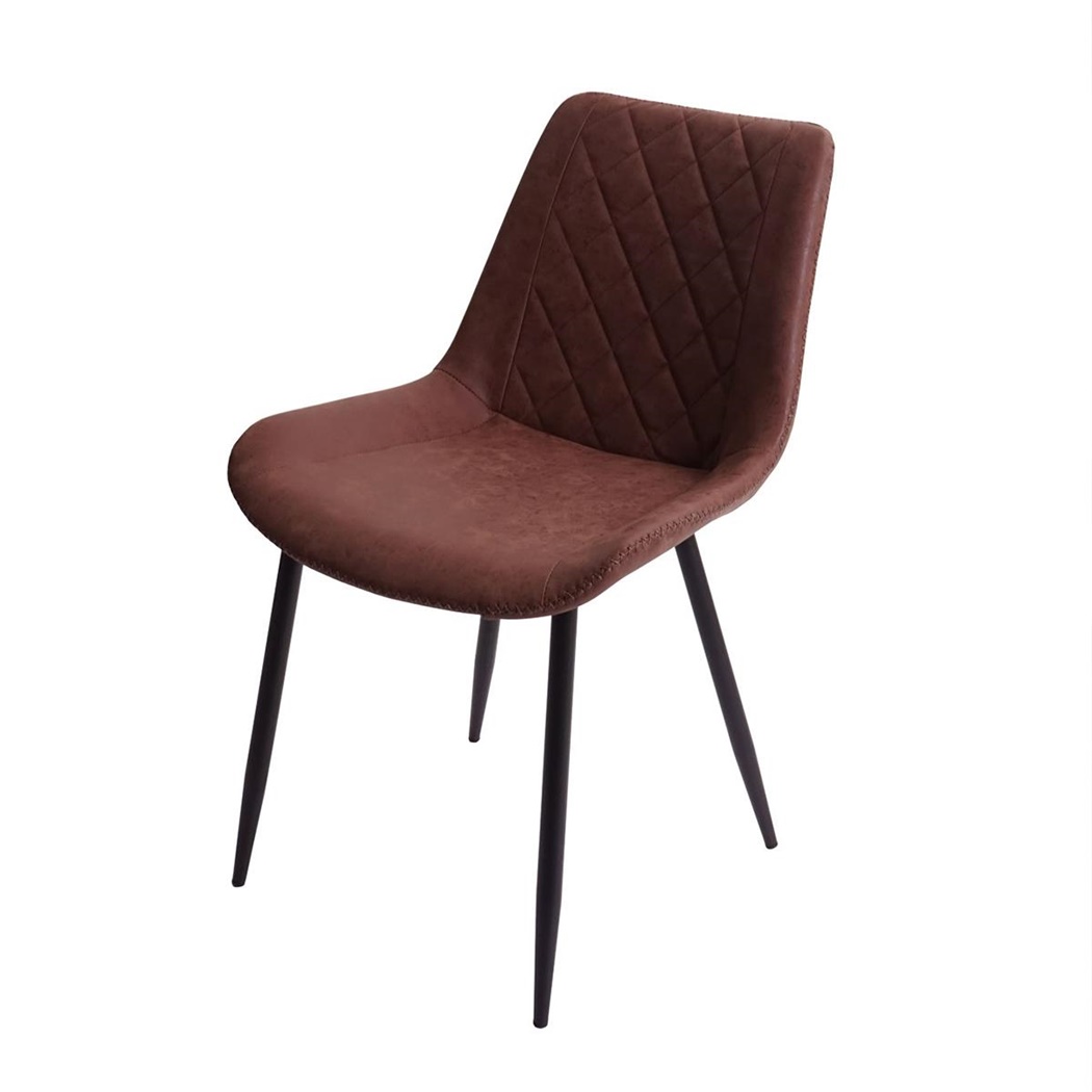 Lot de 2 Chaises de Salle à Manger ISBA, Style Vintage, Daim Marron, Pieds Métal Noir