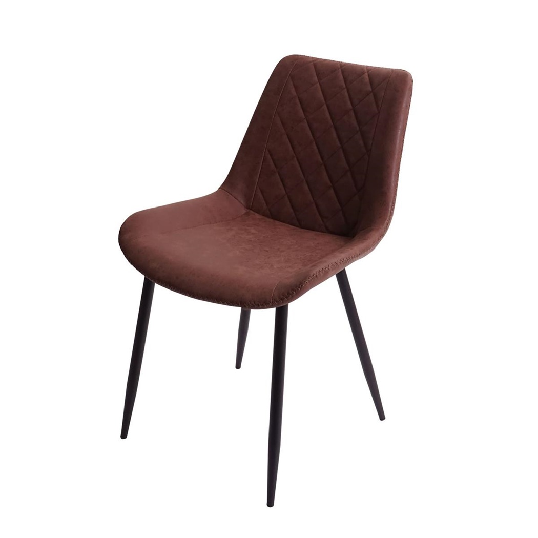 Lot de 6 Chaises de Salle à Manger ISBA, Style Vintage, Daim Marron, Pieds Métal Noir