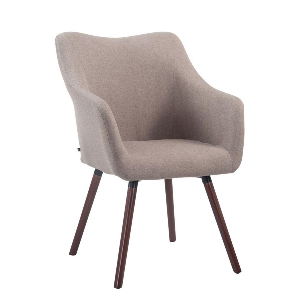 Chaise de Salle à Manger LUXOR, Tissu Taupe, Pieds en Chêne Couleur Marron