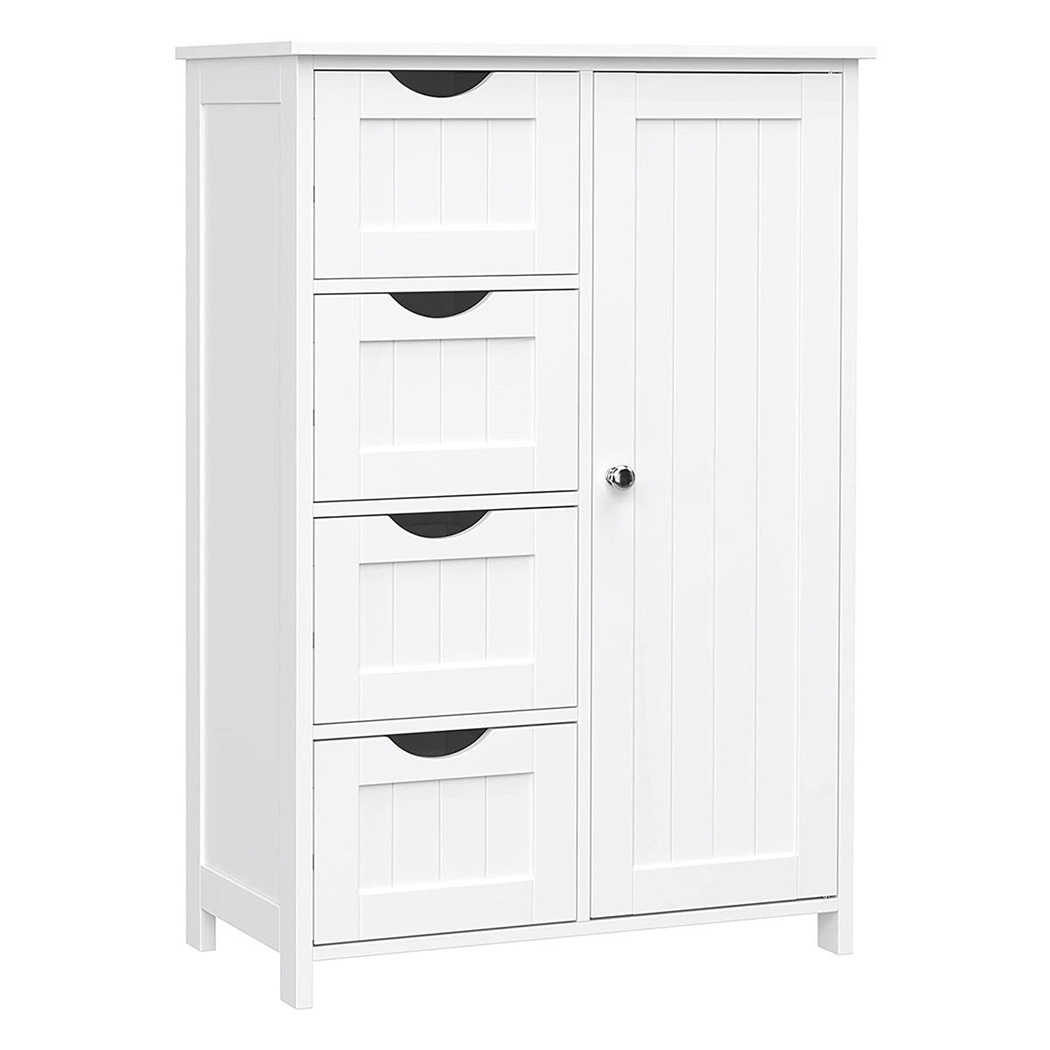 Armoire LULU, 55x30x81 cm, Design Rustique, Nombreux Rangements, en Bois, Blanc 