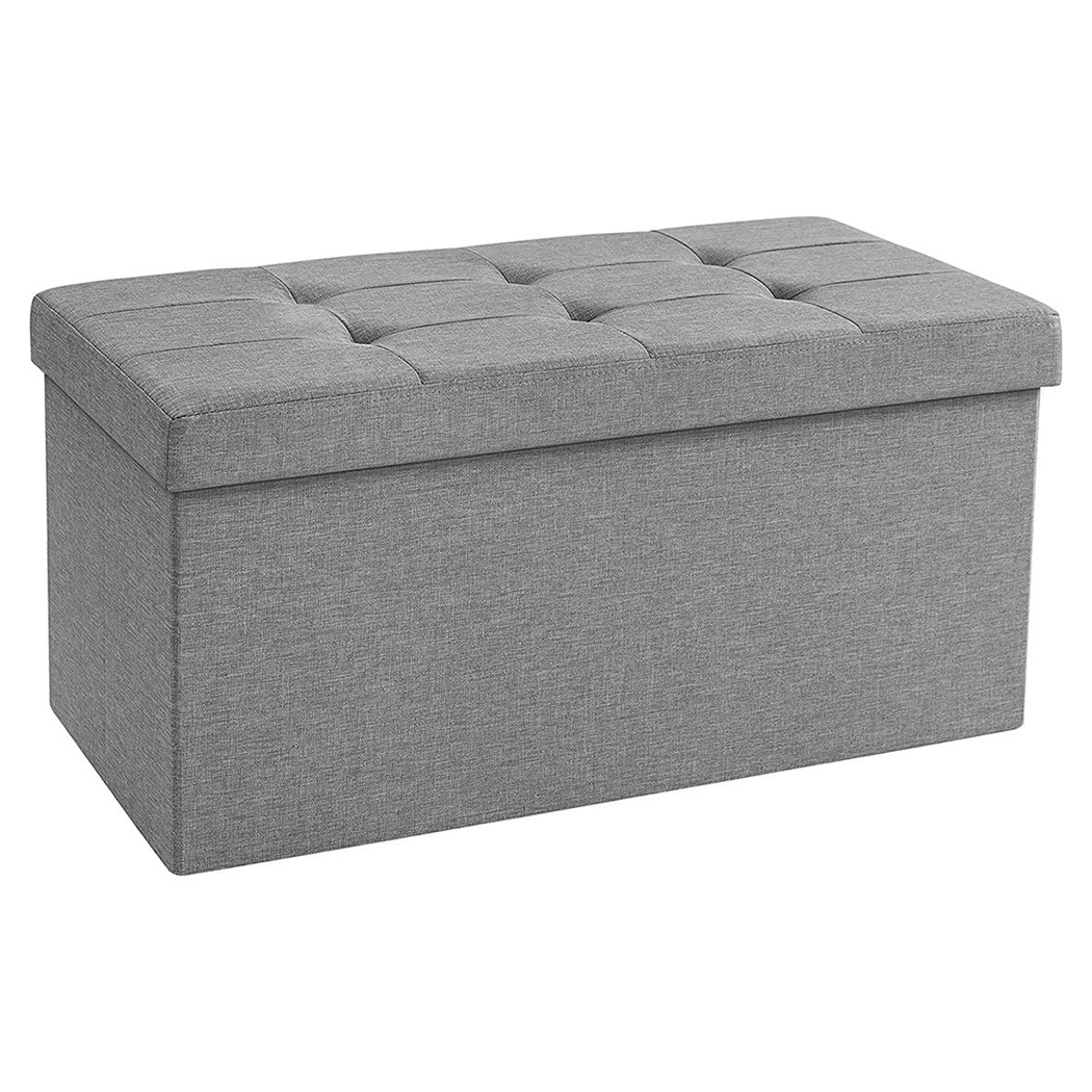 Banc de Rangement ENOCK, 76x38x38 cm, Pratique et Polyvalent, En Tissu, Gris