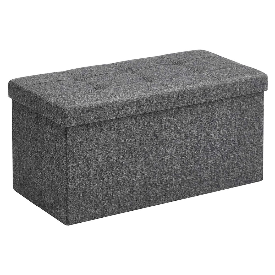 Banc de Rangement ENOCK, 76x38x38 cm, Pratique et Polyvalent, En Tissu, Gris Foncé