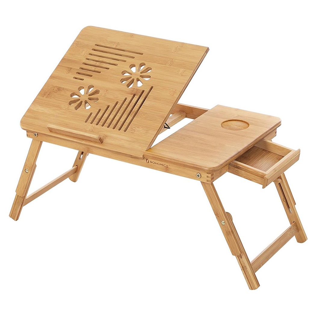 Support d’ordinateur DAISY, 55x35x21-29 cm, Pliable et Ajustable, en Bois de Bambou