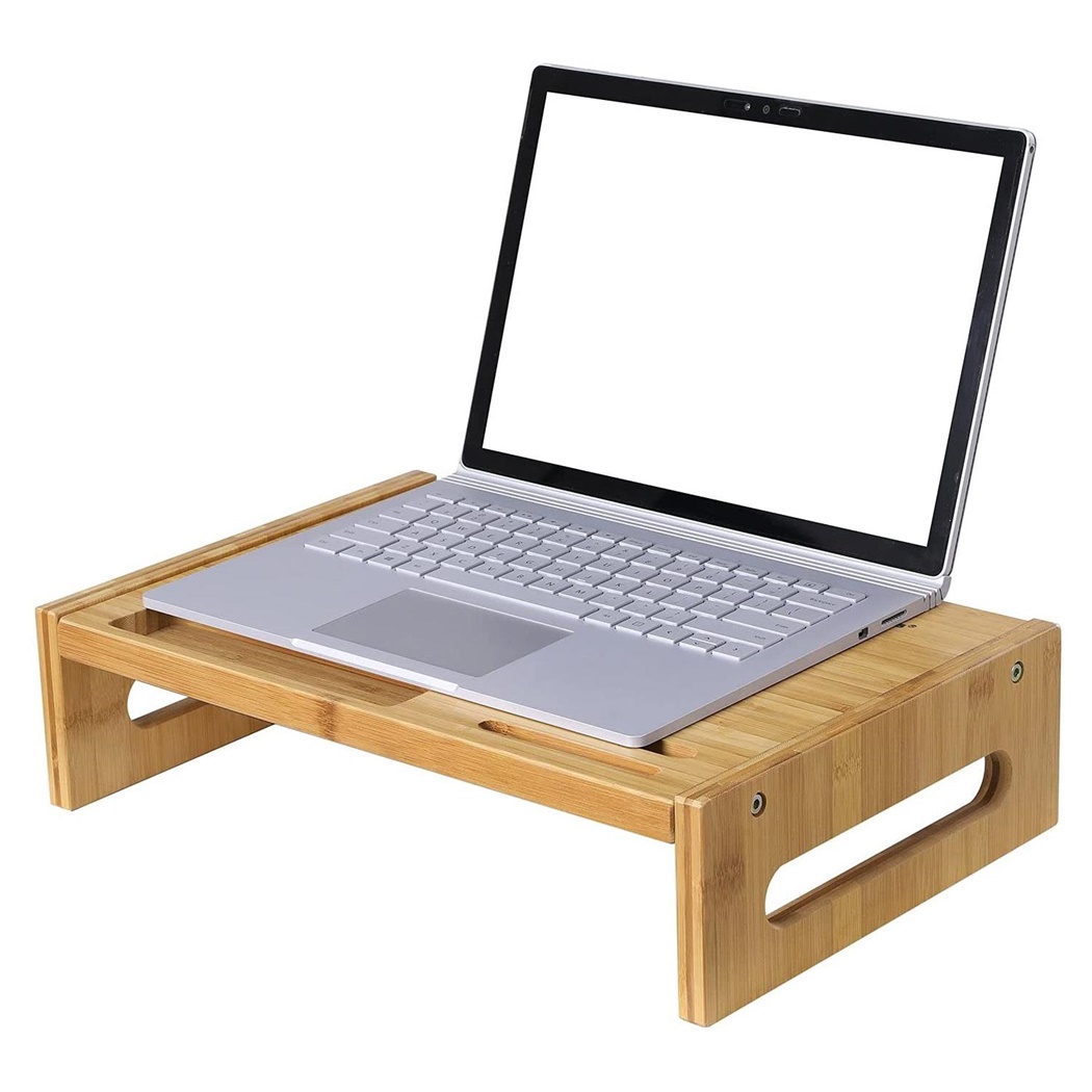 Rehausseur pour Écran COLBY, Élégant et Pratique, 41x28x10 cm, en Bambou