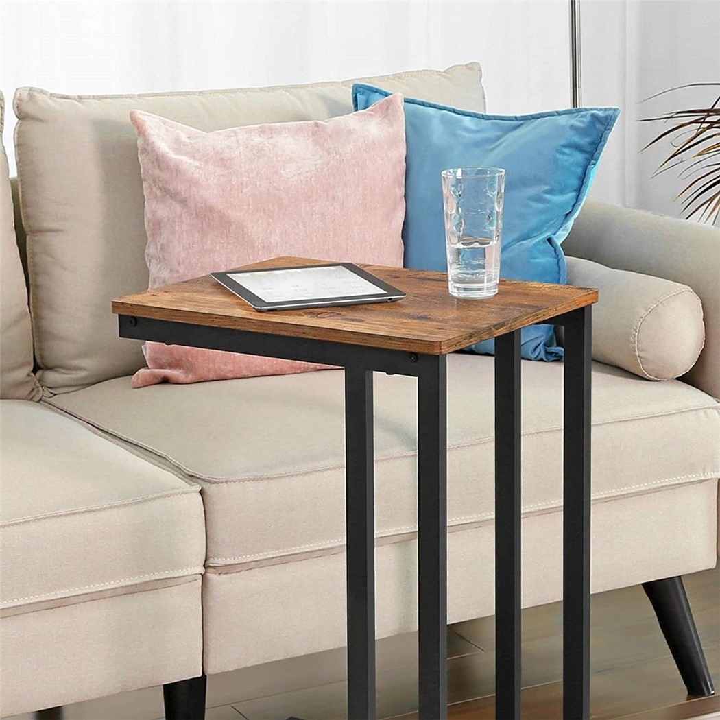 Table d'Appoint ALFA, Dimensions 48x35x65cm, en Métal et Bois Noyer