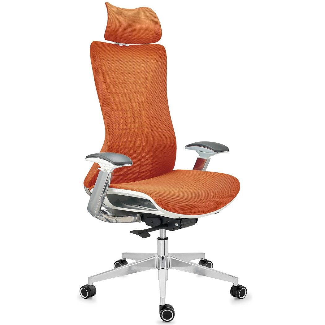 DEMO# Chaise Ergonomique ENERGY, Appui-tête, Excellente Qualité, en Maille, Orange