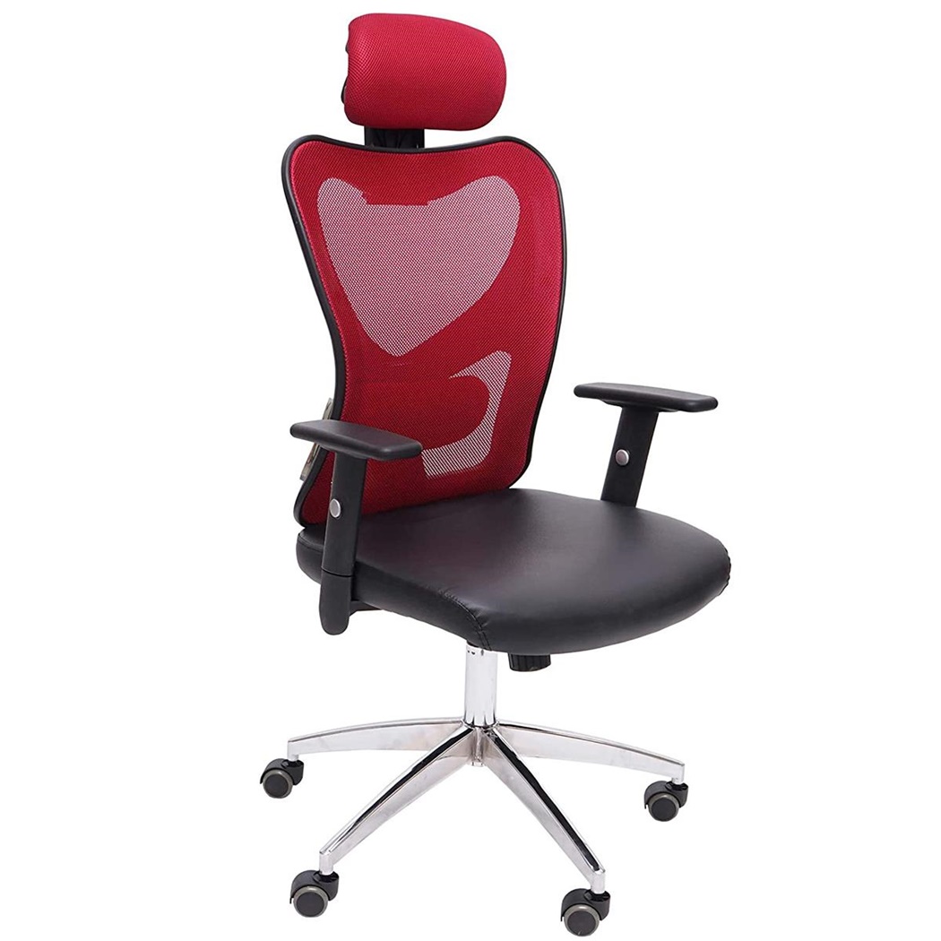 Chaise Ergonomique ZELIA, Utilisation 8 Heures, Support Lombaire matelassé, Structure Métallique, Rouge