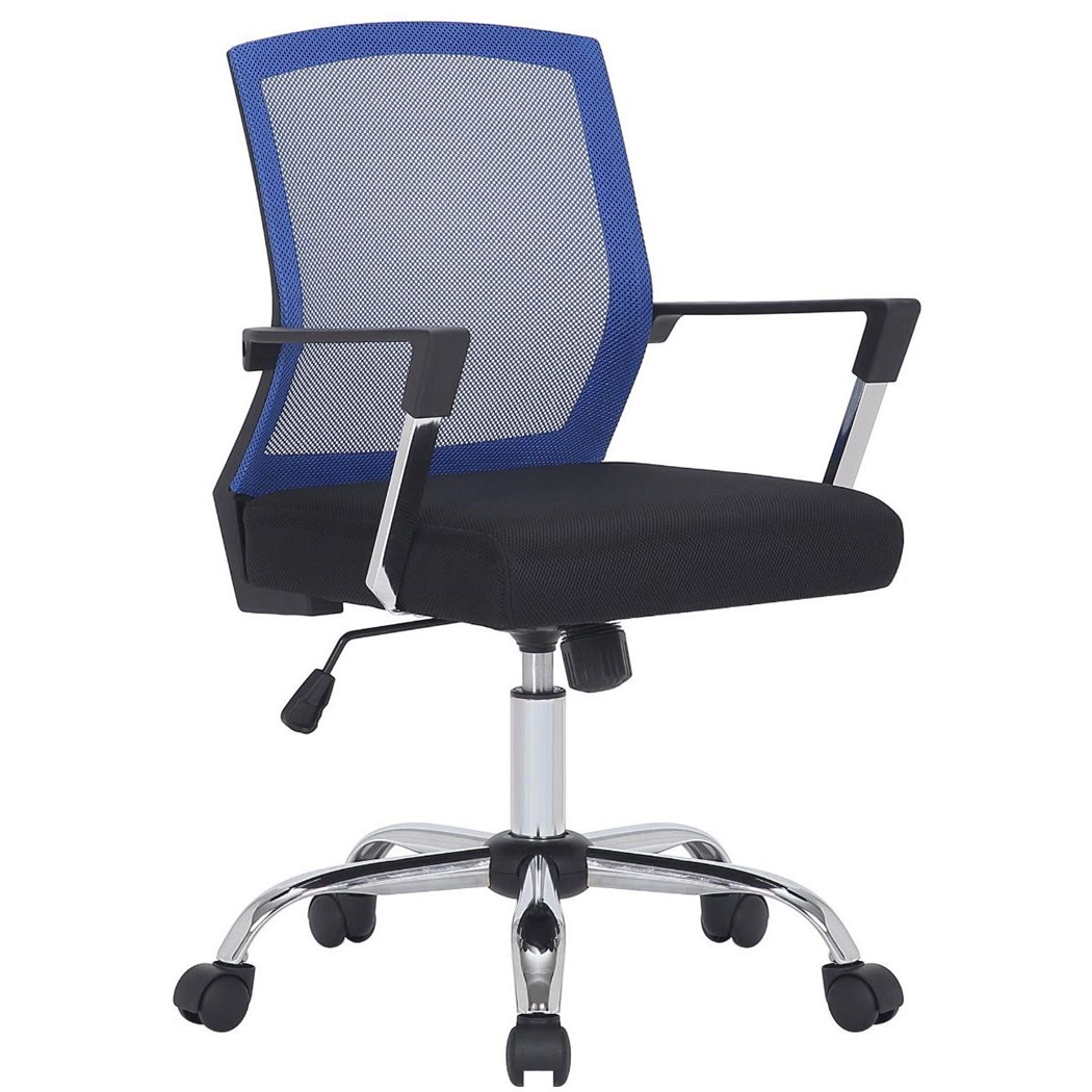 Chaise de Bureau DIVA, Dossier Basculant, Tissu et Maille Respirable, Noir/Bleu