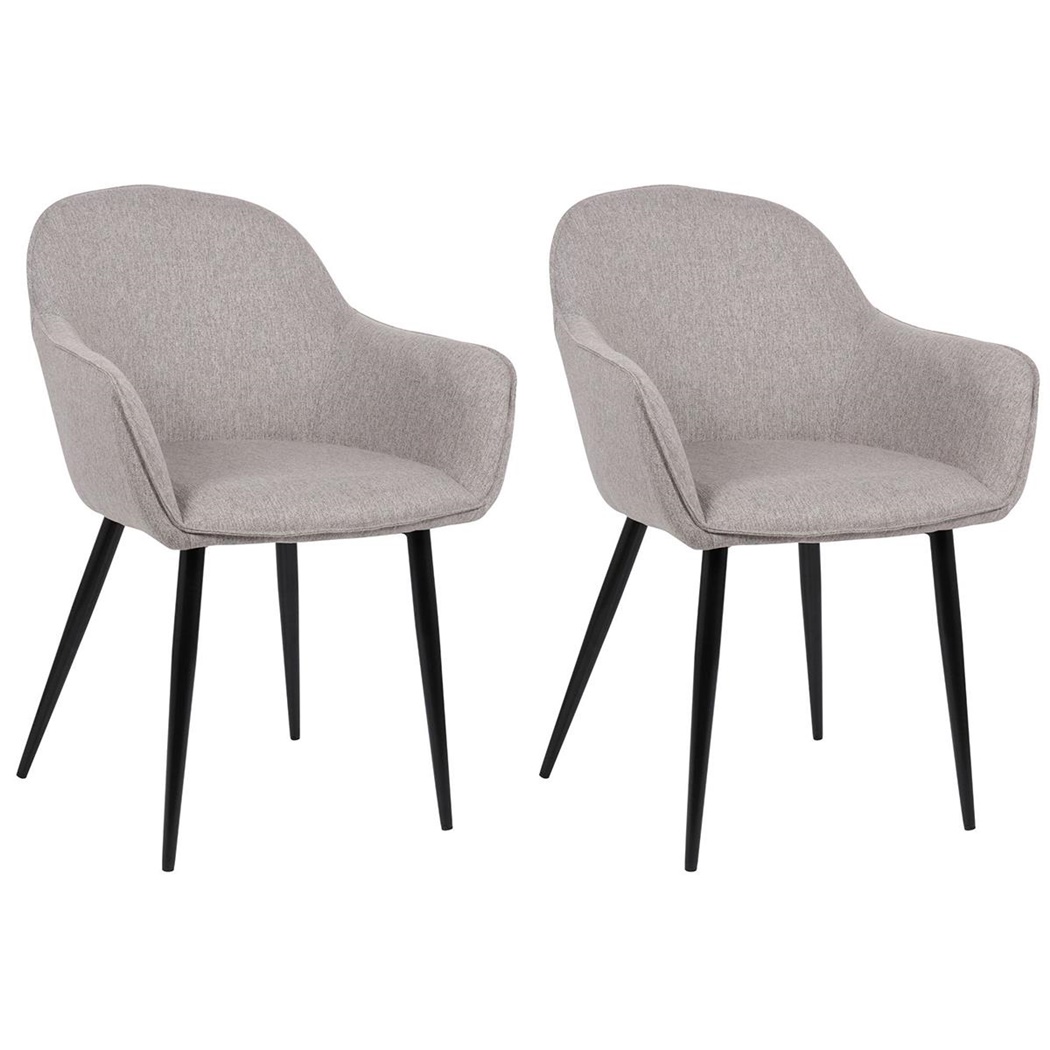 Lot de 2 Chaises Visiteur TAMARA, Design Moderne et Sophistiqué, en Tissu Gris