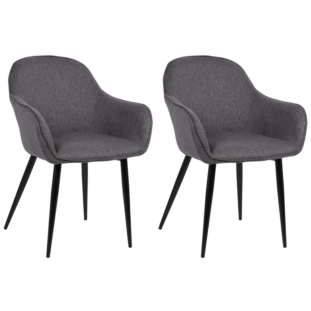 Lot de 2 Chaises Visiteur TAMARA, Design Moderne et Sophistiqué, en Tissu Gris Foncé