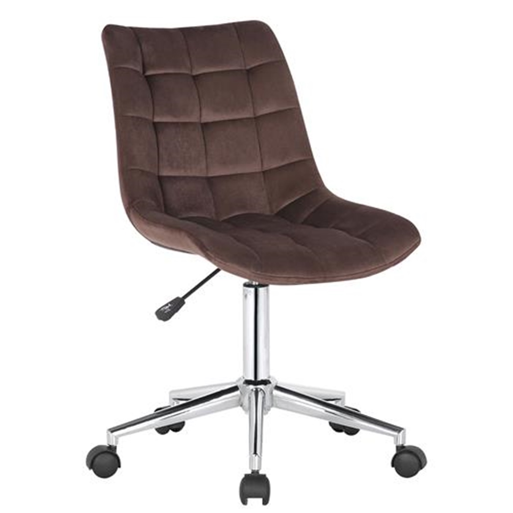 Chaise de Bureau SAMMY, Structure Métallique, Velours Marron