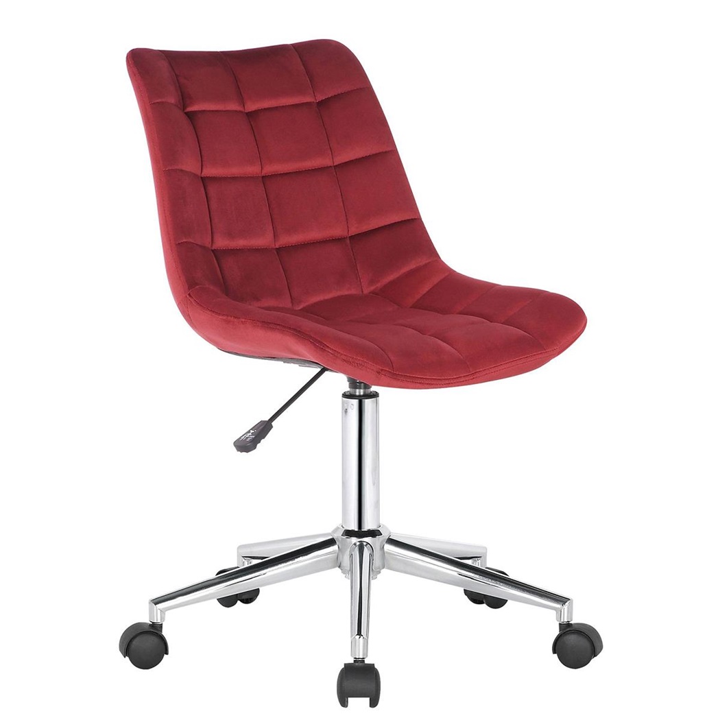 Chaise de Bureau SAMMY, Structure Métallique, Velours Rouge