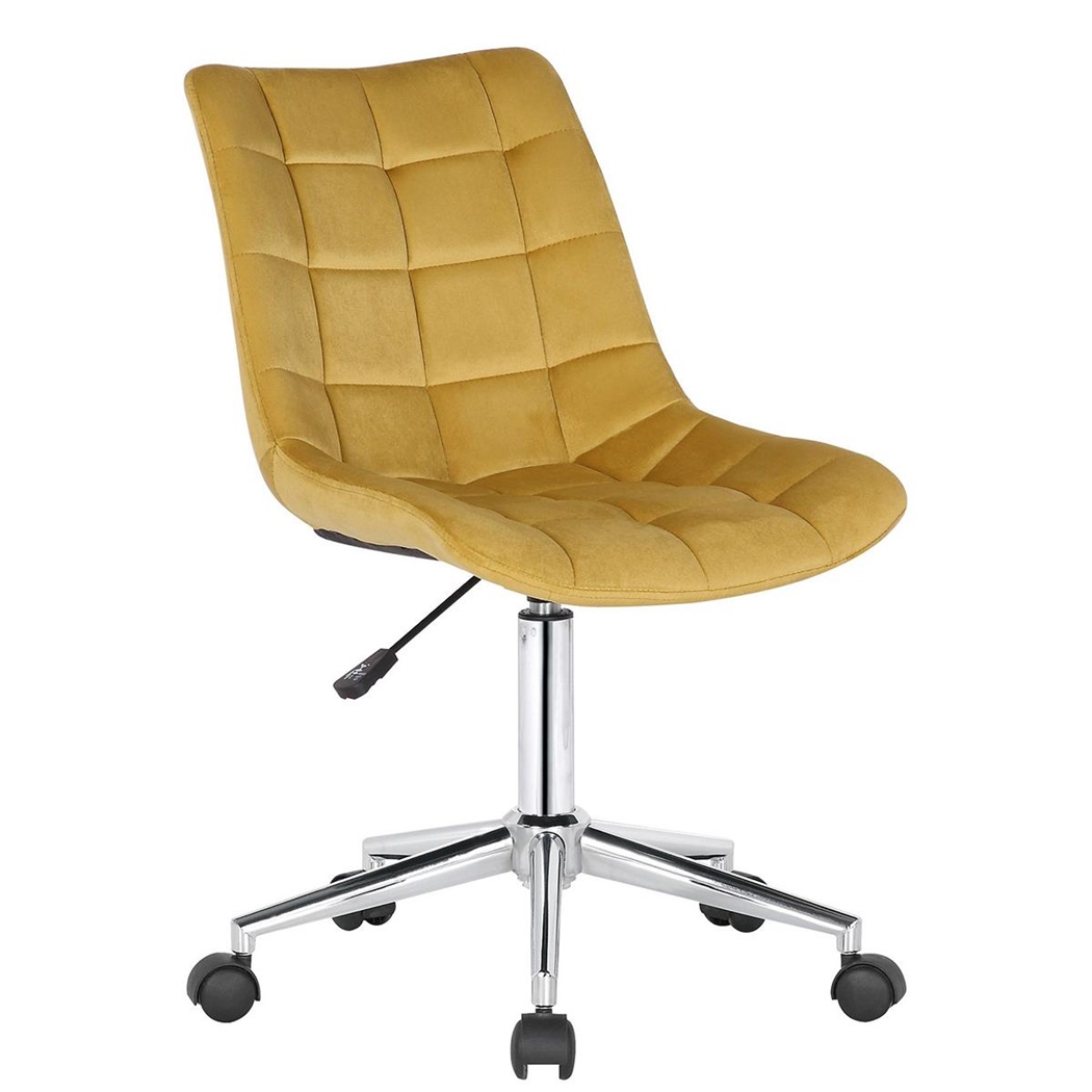 Chaise de Bureau SAMMY, Structure Métallique, Velours Jaune