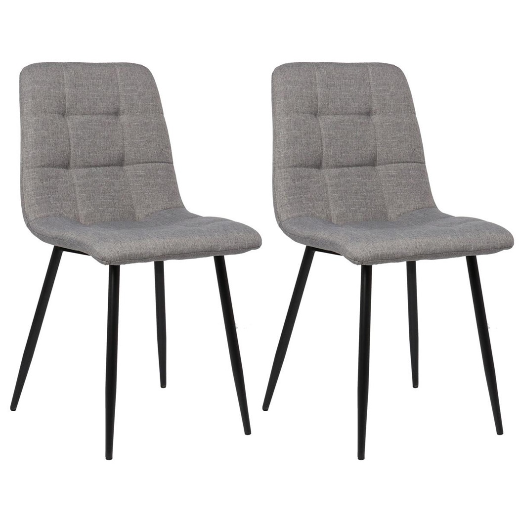 Lot de 2 Chaises Visiteur RIAD, Structure Métallique Robuste, Tissu Gris