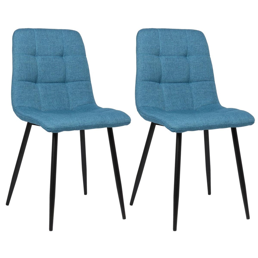 Lot de 2 Chaises Visiteur RIAD, Sructure Métallique Robuste, Tissu Bleu