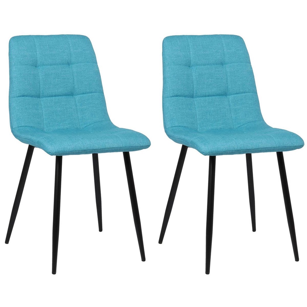 Lot de 2 Chaises Visiteur RIAD, Structure Métallique Robuste, Tissu Turquoise