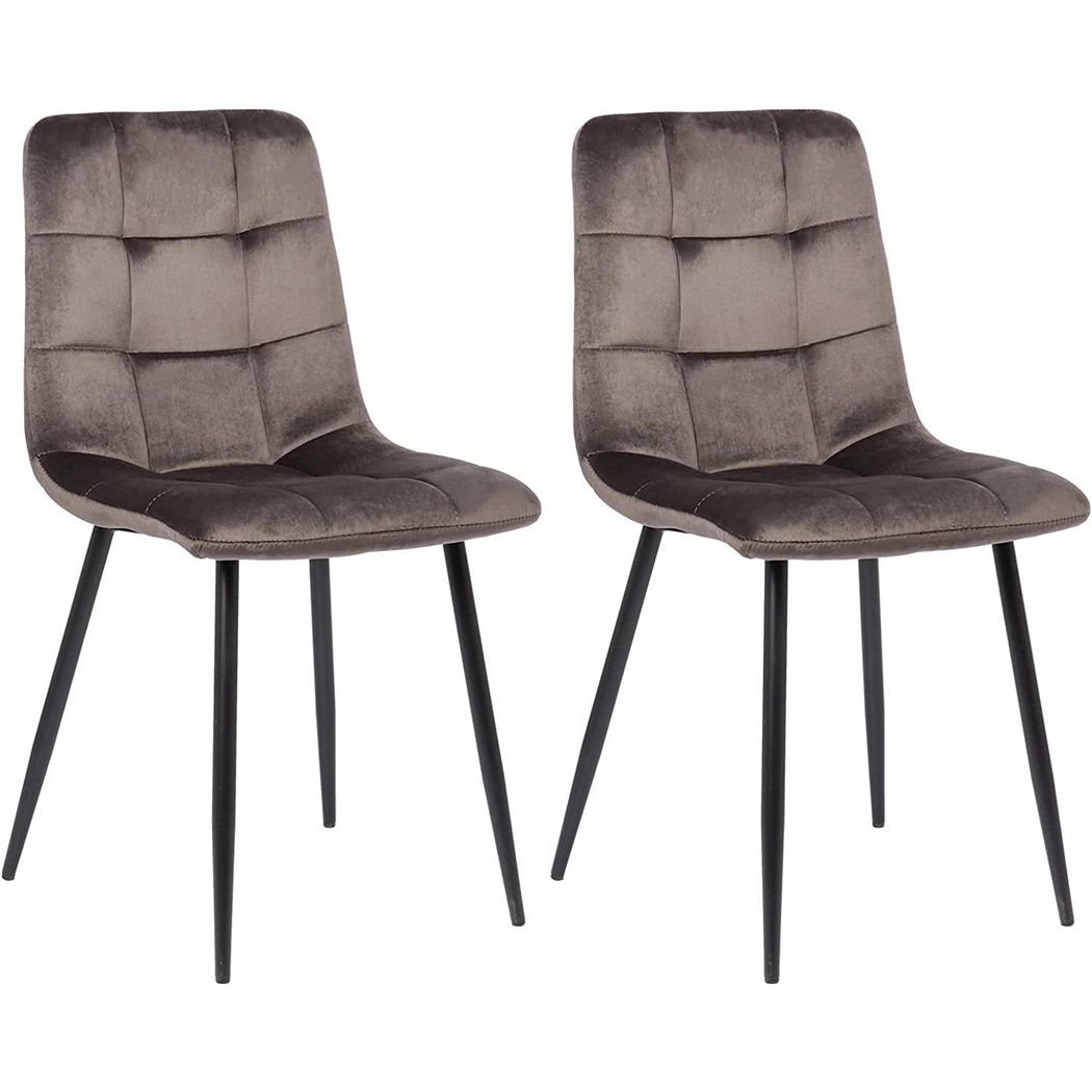 Lot de 2 Chaises Visiteur RIAD, Structure Métallique Robuste, Velours Gris