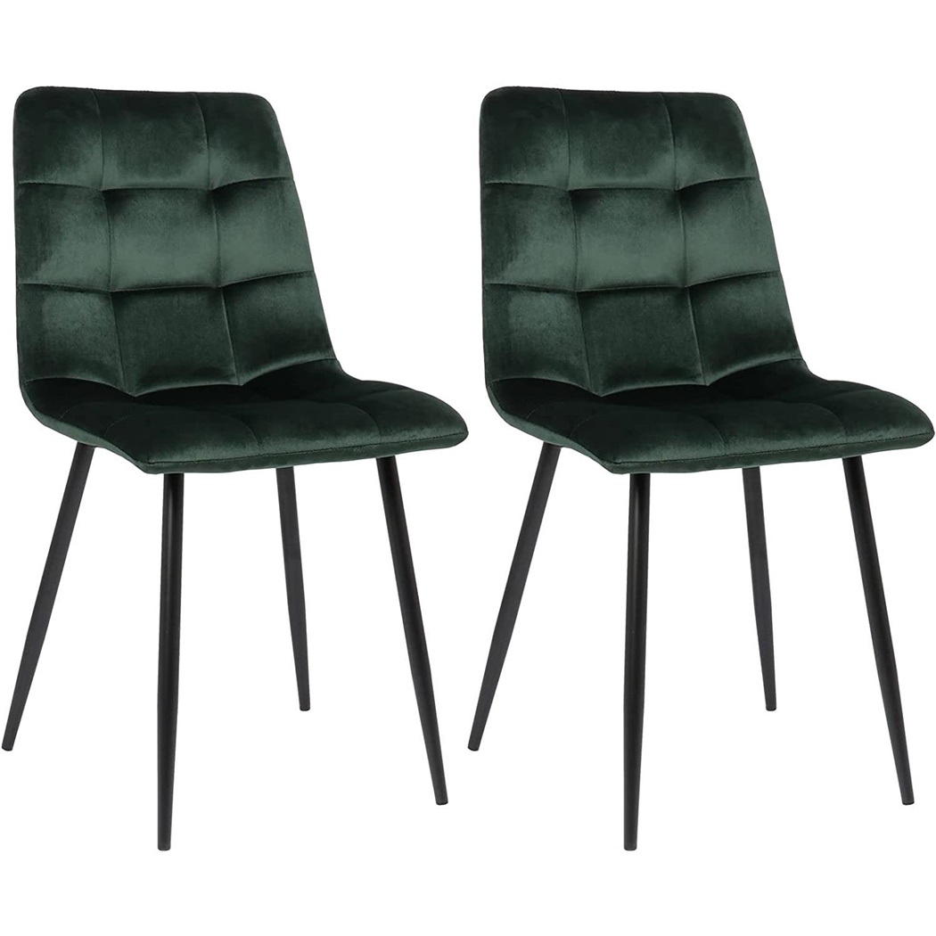 Lot de 2 Chaises Visiteur RIAD, Structure Métallique Robuste, Velours Vert