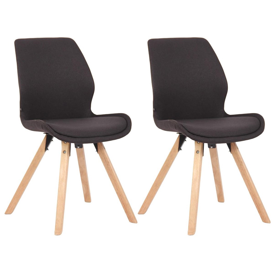 Lot de 2 Chaises Visiteur KALI TISSU, Pieds en Hêtre, Assise Rembourrée, Noir