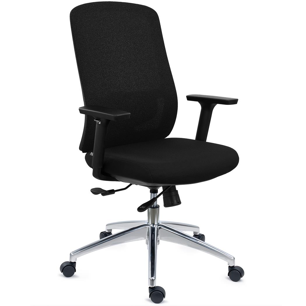DEMO# Chaise Ergonomique ASTRA, Assise Ajustable en Profondeur, Utilisation Intensive 8h, Inclinaison Synchrone, Noir